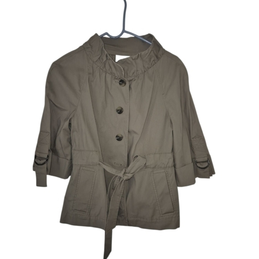 LOFT Women's Tie Waist Rolled Sleeve Button Jacket Casual Blazer Size 4